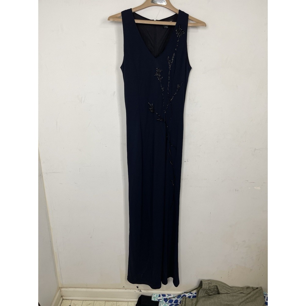 Rimini Women Dress 8 Beaded Fairy Timeless Elegant Evening Formal Gown Dark Blue